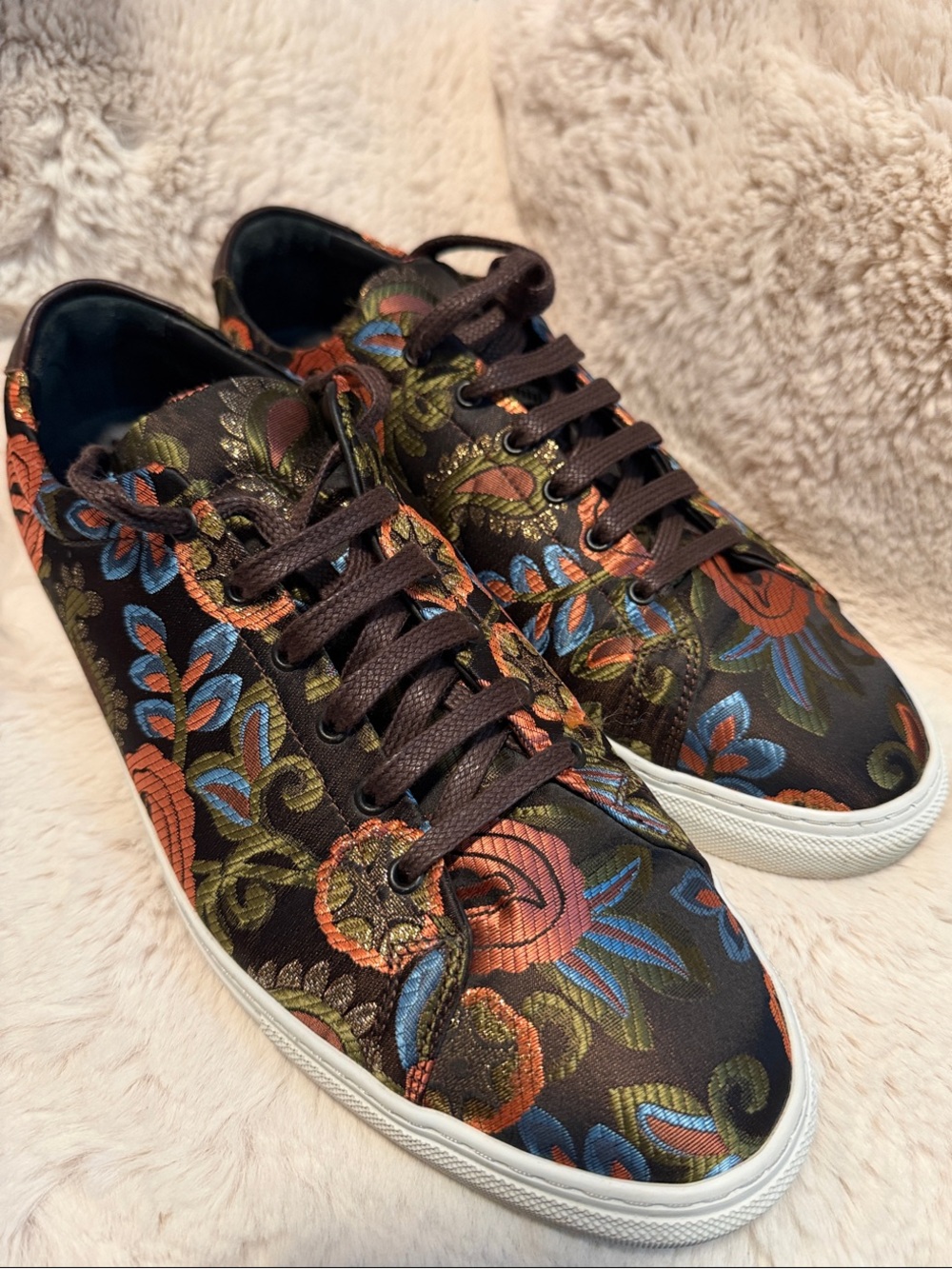 Taft Men's Floral Embroidered Low-Top Sneakers - Black Multi